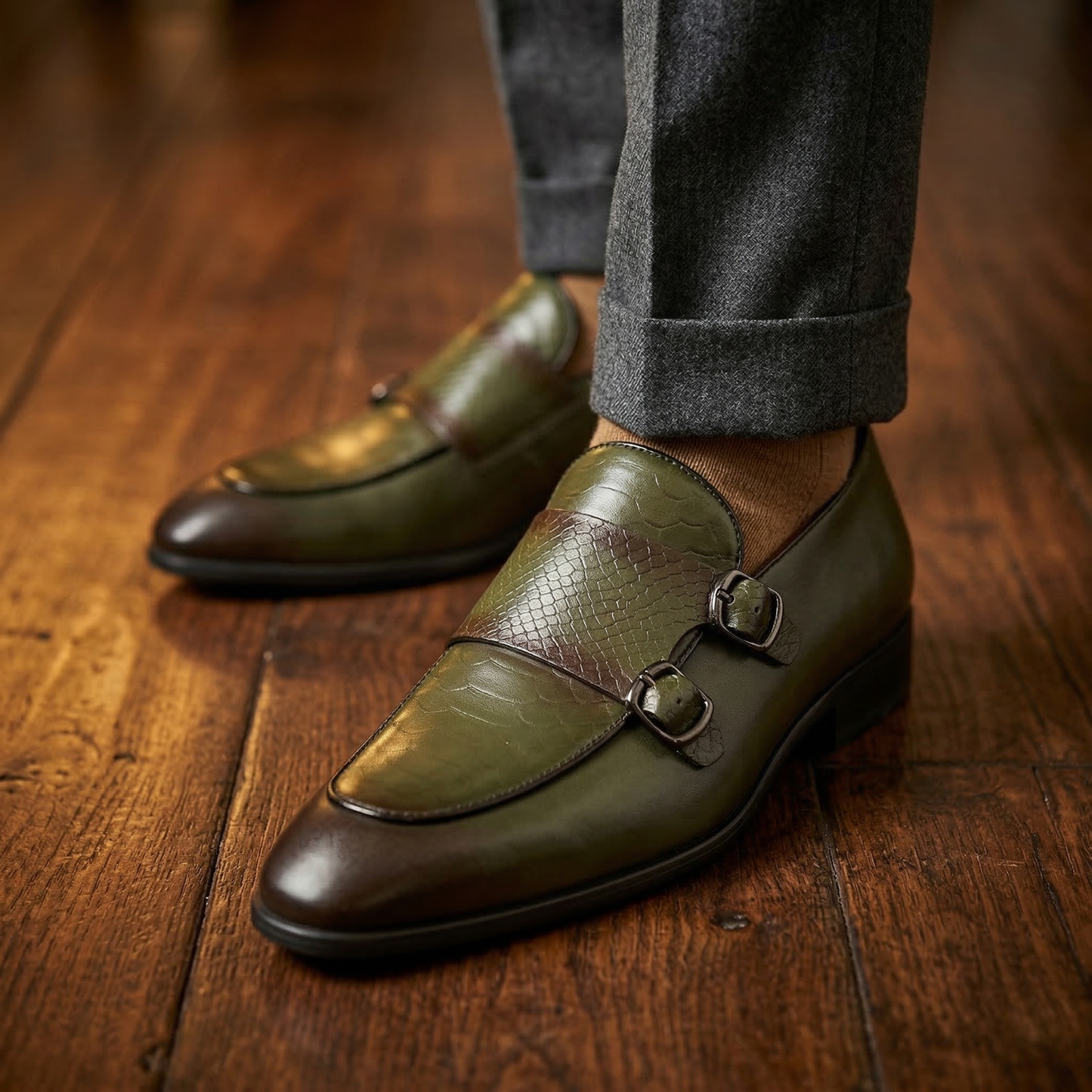 Giovanni Leather Croc Loafers