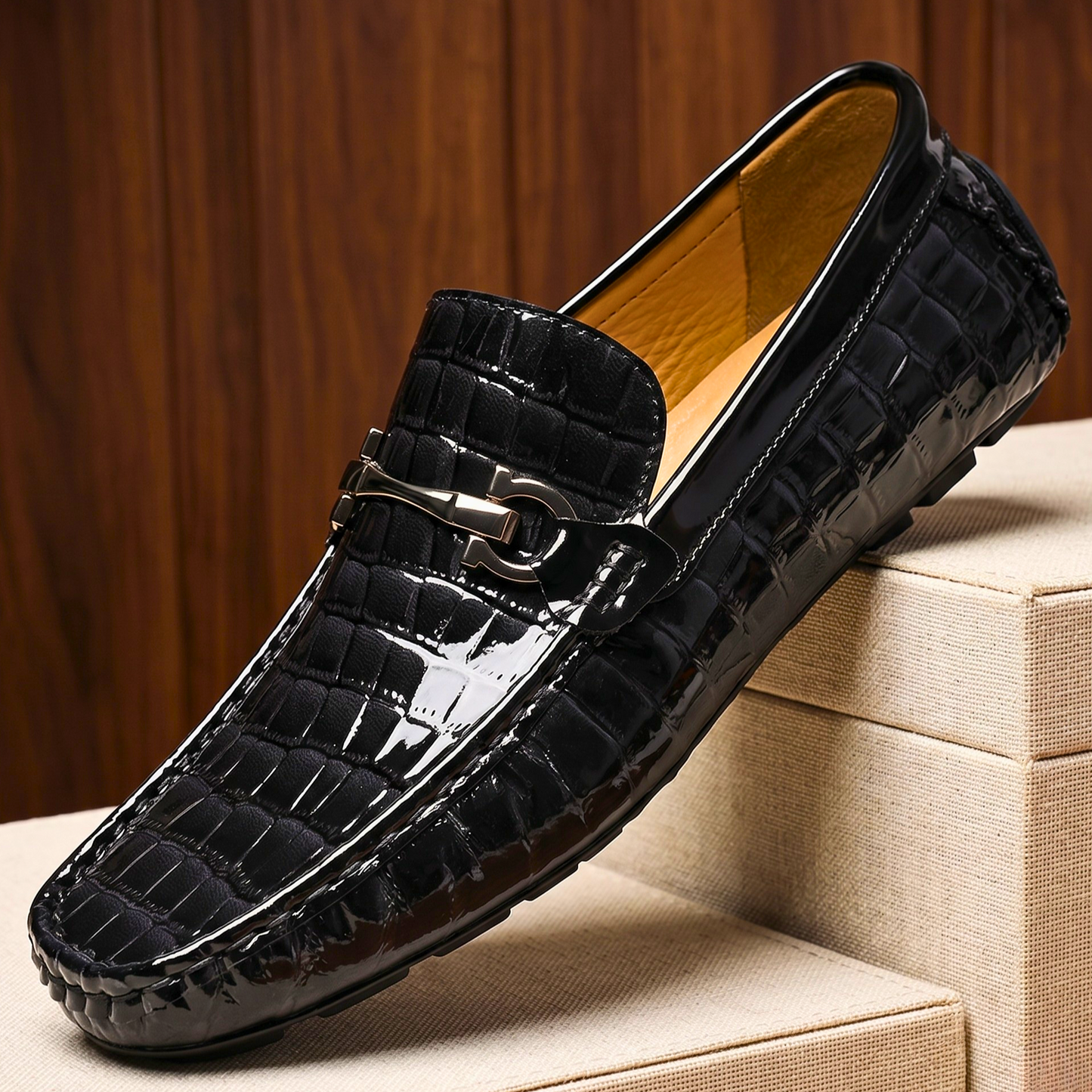 Gio Croc Genuine Leather Loafers