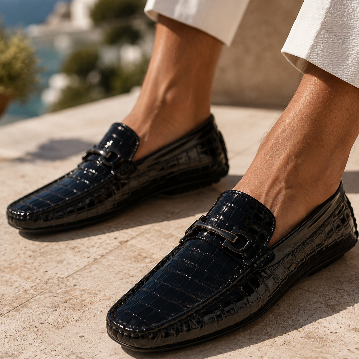 Gio Croc Genuine Leather Loafers