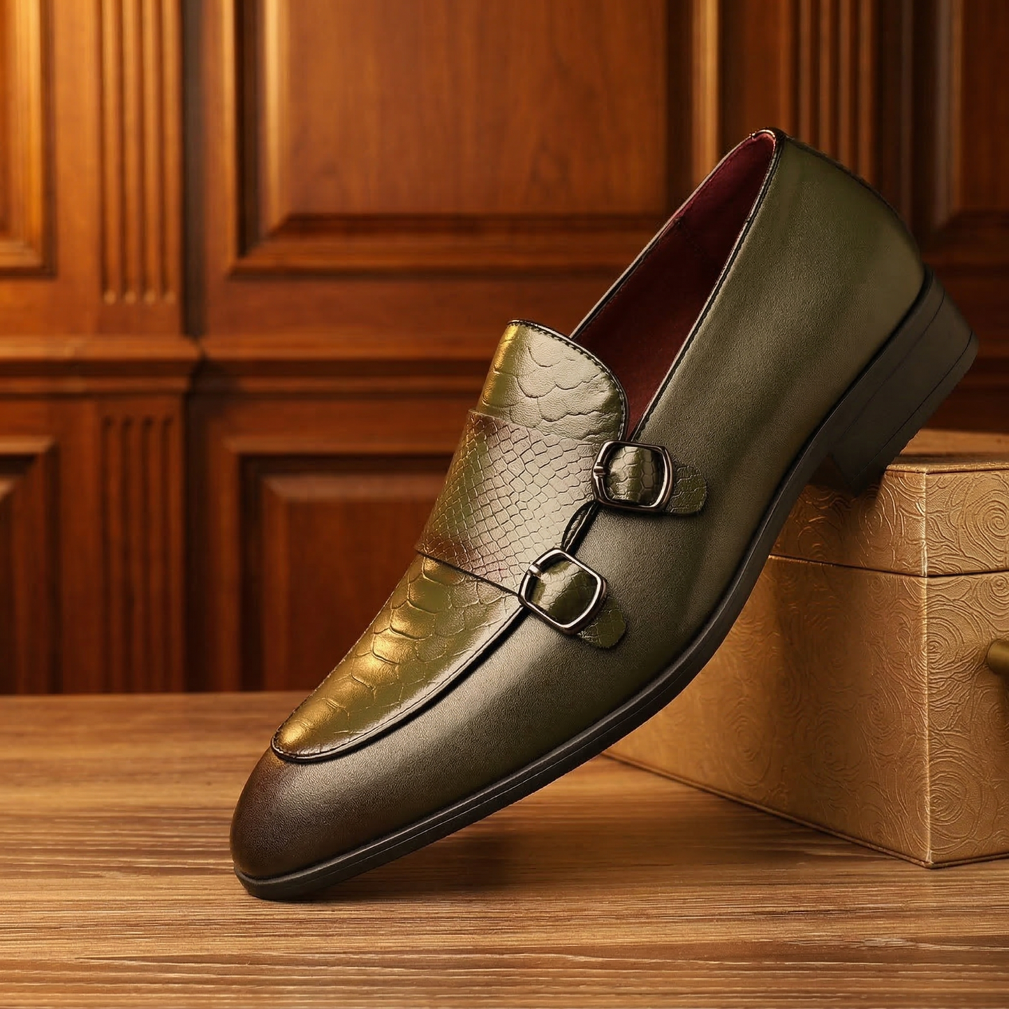 Giovanni Leather Croc Loafers