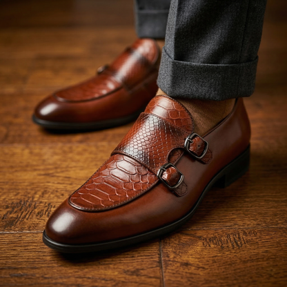Giovanni Leather Croc Loafers