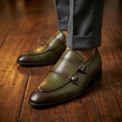 Giovanni Leather Croc Loafers